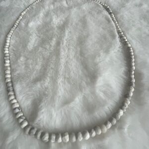 White Howlite Beaded Necklace Sterling Silver NWT 18”